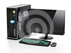 Modern PC isolated on white background. 3D illustration