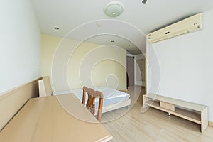 Modern peaceful Bedroom interior design in apartment.