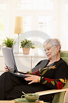 Modern pensioner with laptop