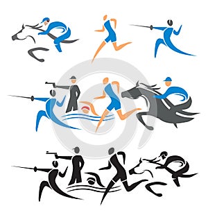 Modern pentathlon icons