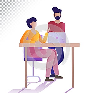 Modern people flat illustration. The young people having brainstorming. Vector illustration on a transparent background