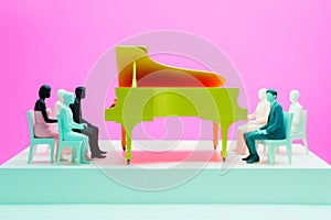 modern people music art colourful piano concept illustration trend performance. Generative AI.