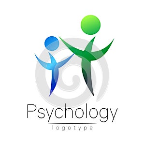 Modern people psi logo of Psychology. Family Human. Creative style. Logotype in vector. Design concept. Brand company