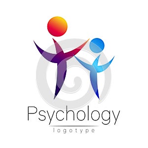 Modern people psi logo of Psychology. Family Human. Creative style. Logotype in vector. Design concept. Brand company