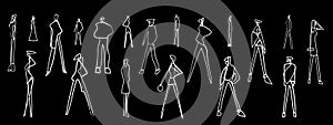 modern people silhouettes - continuous line , vector design element , fashion illustration