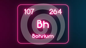 Modern periodic table Bohrium element neon text Illustration