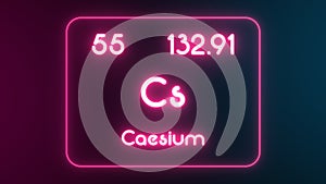 Modern periodic table Caesium element neon text Illustration