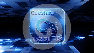 Modern periodic table element Caesium 3D illustration