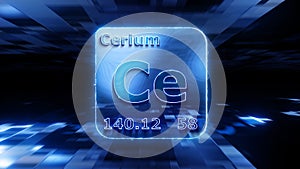 Modern periodic table element Cerium 3D illustration