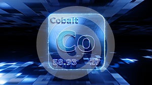 Modern periodic table element Cobalt 3D illustration