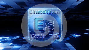 Modern periodic table element Einsteinium 3D illustration