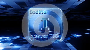 Modern periodic table element Iodine 3D illustration