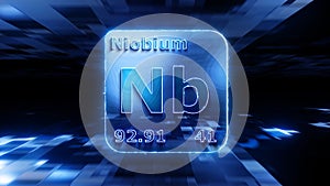 Modern periodic table element Niobium 3D illustration