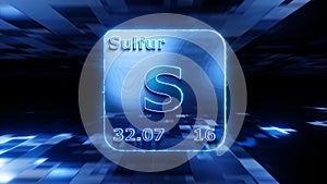 Modern periodic table element Sulfur 3D illustration
