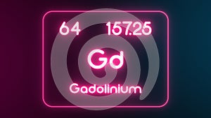 Modern periodic table Gadolinium element neon text Illustration