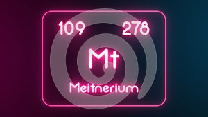 Modern periodic table Meitnerium element neon text Illustration