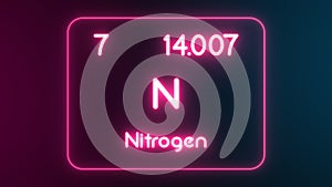 Modern periodic table Nitrogen element neon text Illustration