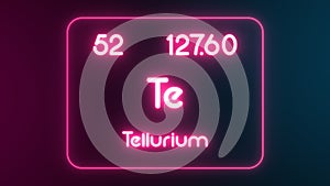 Modern periodic table Tellurium element neon text Illustration