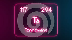 Modern periodic table Tennessine element neon text Illustration