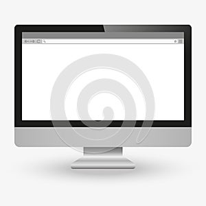 Modern personal computer with open browser on desktop