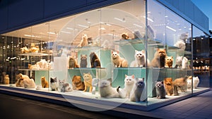 A modern pet store with a glass wall HD wall mockup 1920 * 1080 background