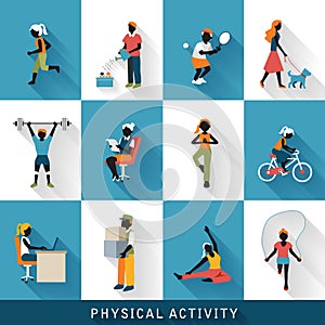 Modern physical activity icons set