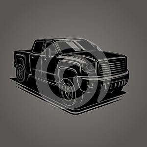 Modern pickup truck vector illustration. SUV 4x4 offroad wehicle