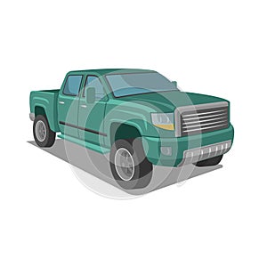 Modern pickup truck vector illustration. SUV 4x4 offroad wehicle