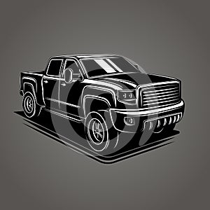 Modern pickup truck vector illustration. SUV 4x4 offroad wehicle