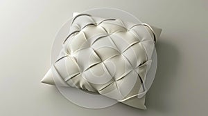 A modern pillow with a gridlike pattern of interlocking squares