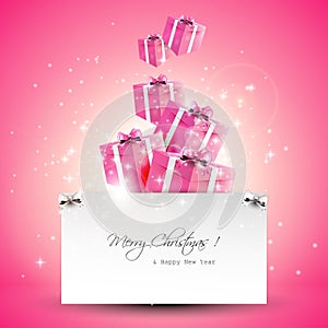 Modern pink Christmas greeting card