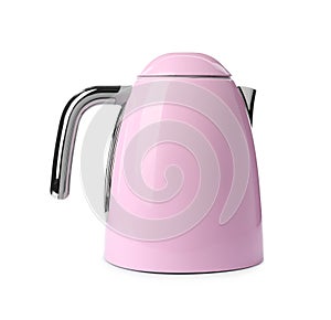 Modern pink electric kettle isolated