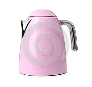 Modern pink electric kettle isolated
