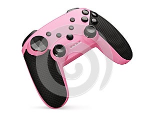 Modern pink joystick. Video game controller isolated