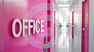 modern pink office space interior AI generated