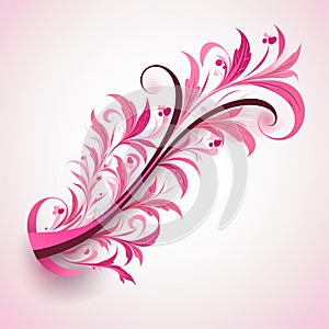 Modern Pink Ribbon on White Background A Trendy and EyeCatching Design