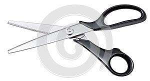 Modern pinking scissors with black handles
