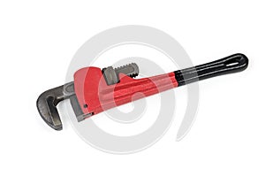 Modern pipe wrench on a white background