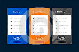 Modern plans and pricing subscription comparision template