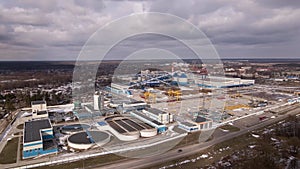 Modern plant, aerial view. Industrial factory building