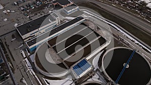 Modern plant, aerial view. Industrial factory building