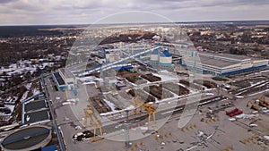 Modern plant, aerial view. Industrial factory building