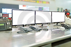 Modern plant control room and computer monitors