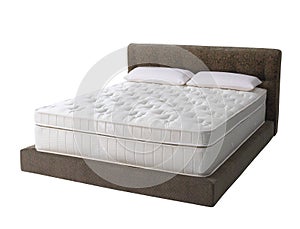 Modern platform bed with mattress photo