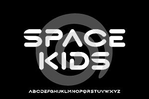 Modern playful rounded display font vector. Space kids typeface. Typography style with rounded edge.