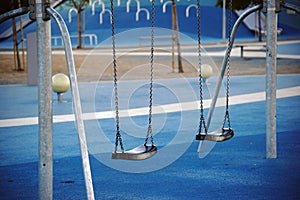 Modern playground with swings