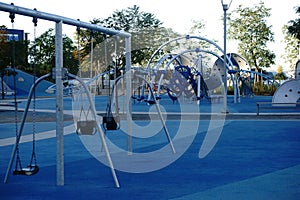 Modern playground with swings