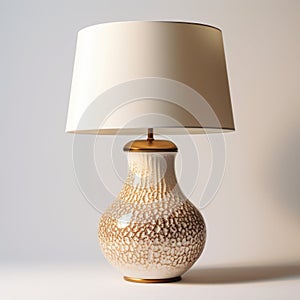 Modern Pointillist Lamp With Beige Shade And Shiny Bumpy Texture photo