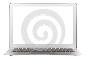 Modern popular laptop keyboard with white screen