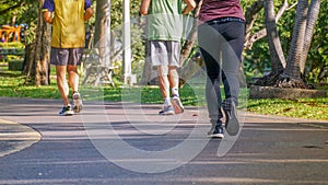 Modern populations are interested in exercising such as running. photo